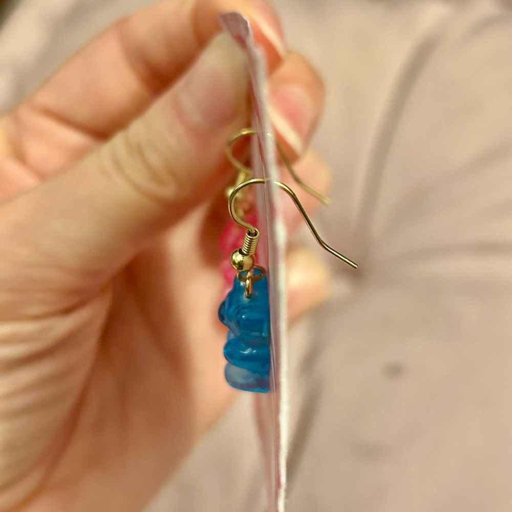 Pink and Blue Gummy Bear Earrings - Picture 5 of 5